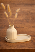 Vase flacon strié + Plateau ovale - L'Atelier du Sud